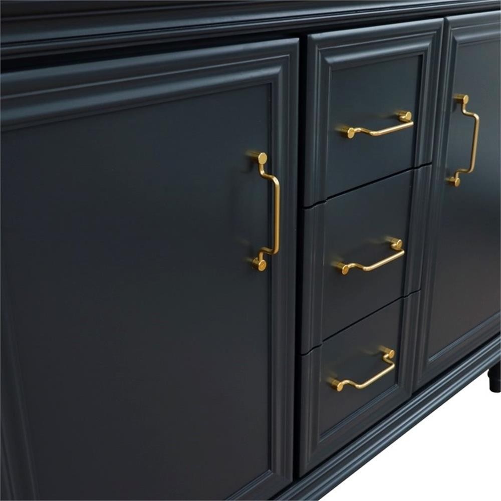 49 in. Double Wooden Vanity Dark Gray with Gray Granite Oval Sink