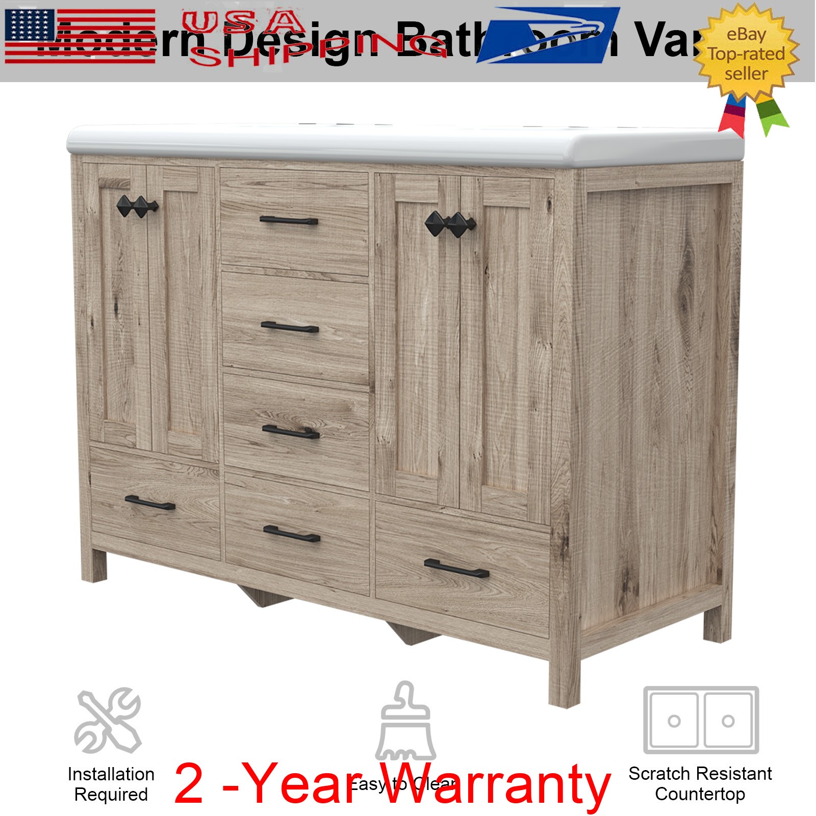 47.3″ Modern Freestanding Bathroom Vanity Unit Sink Combo Storage Cabinet Drawer