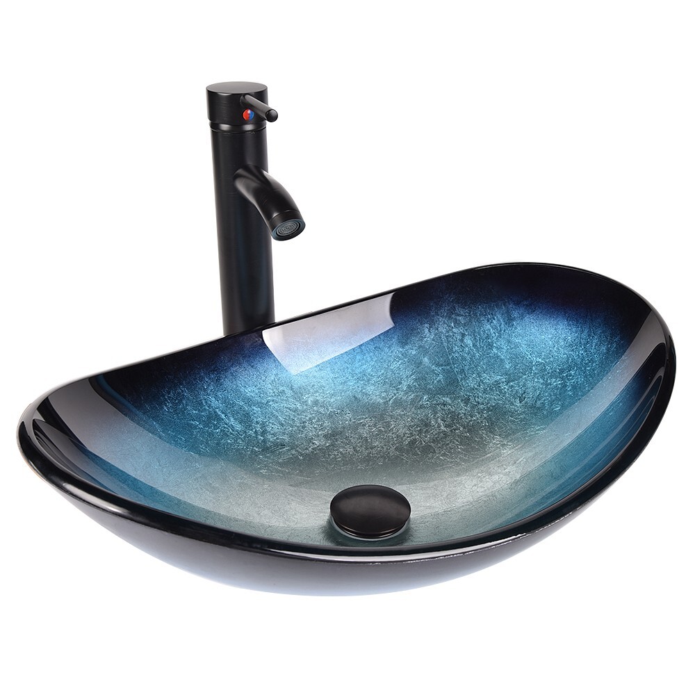 28 in Single Sink Vanity Floating Bathroom Cabinet with Glass Vessel Sink Combo