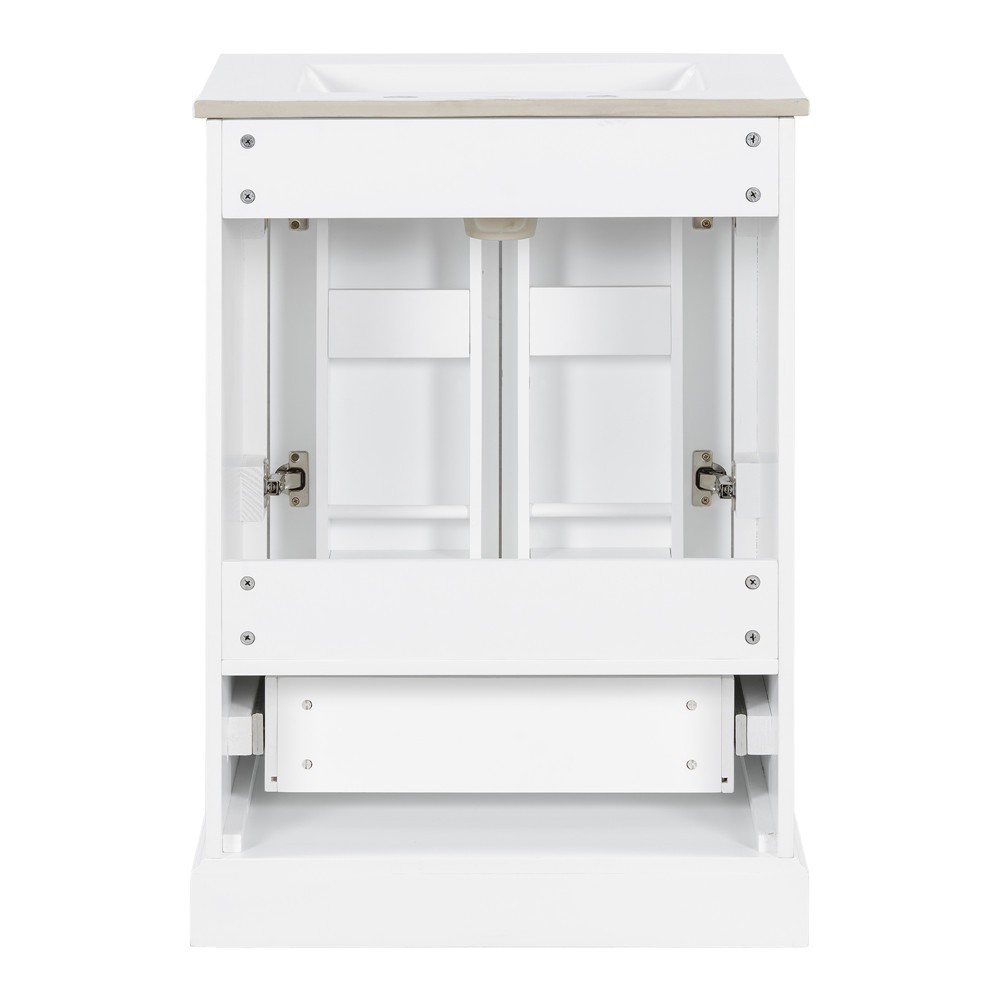24″ Bathroom Vanity w/Ceramic Sink, Freestanding Bath Vanity Door Cabinet,Drawer