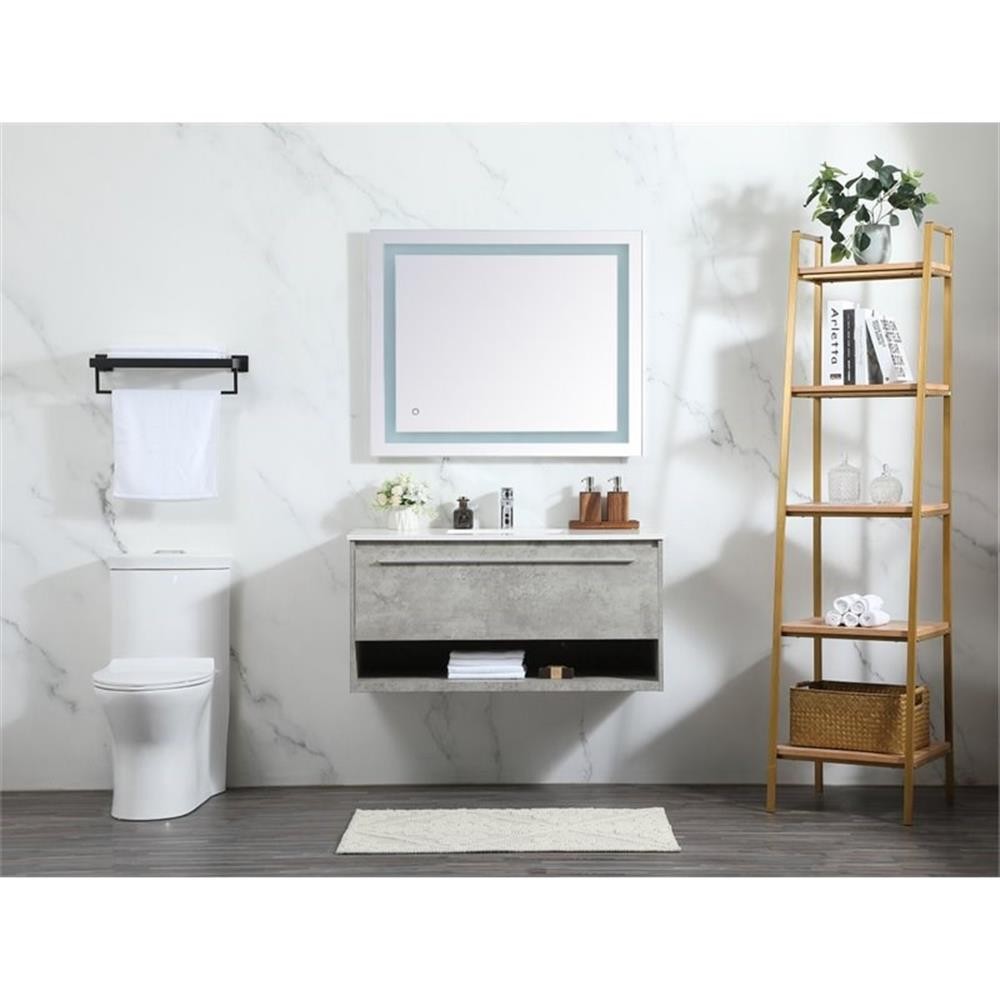 Elegant Decor Roman 40″ Aluminum Alloy MDF Single Bathroom Vanity in Gray