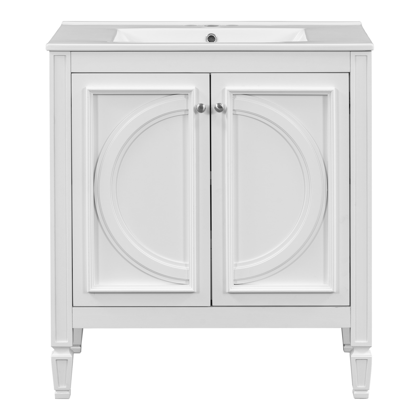 30″ Bathroom Vanity with Sink, Two Doors & Drawer, White