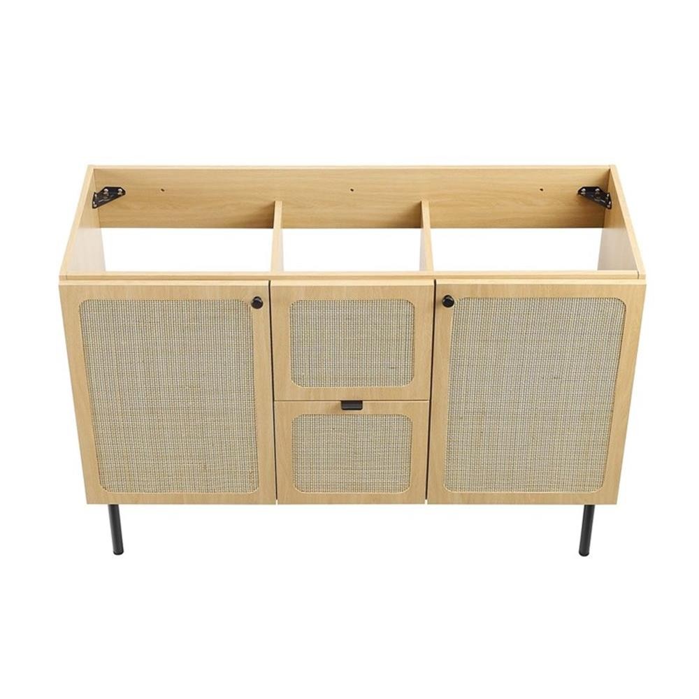 Pemberly Row 48″ Metal & Wood Bathroom Vanity Cabinet in Oak