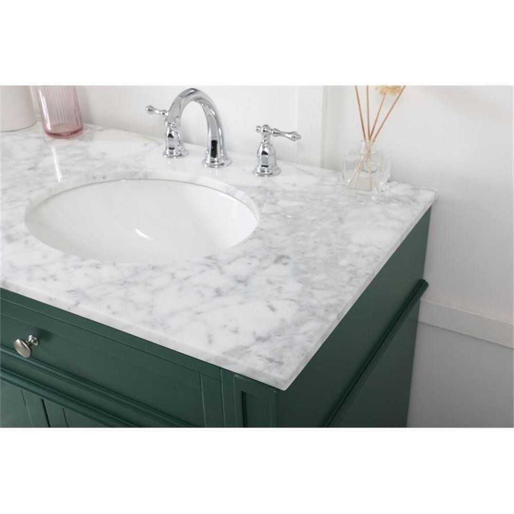 Elegant Decor Park Avenue 72″ Metal MDF Marble Double Bathroom Vanity in Green