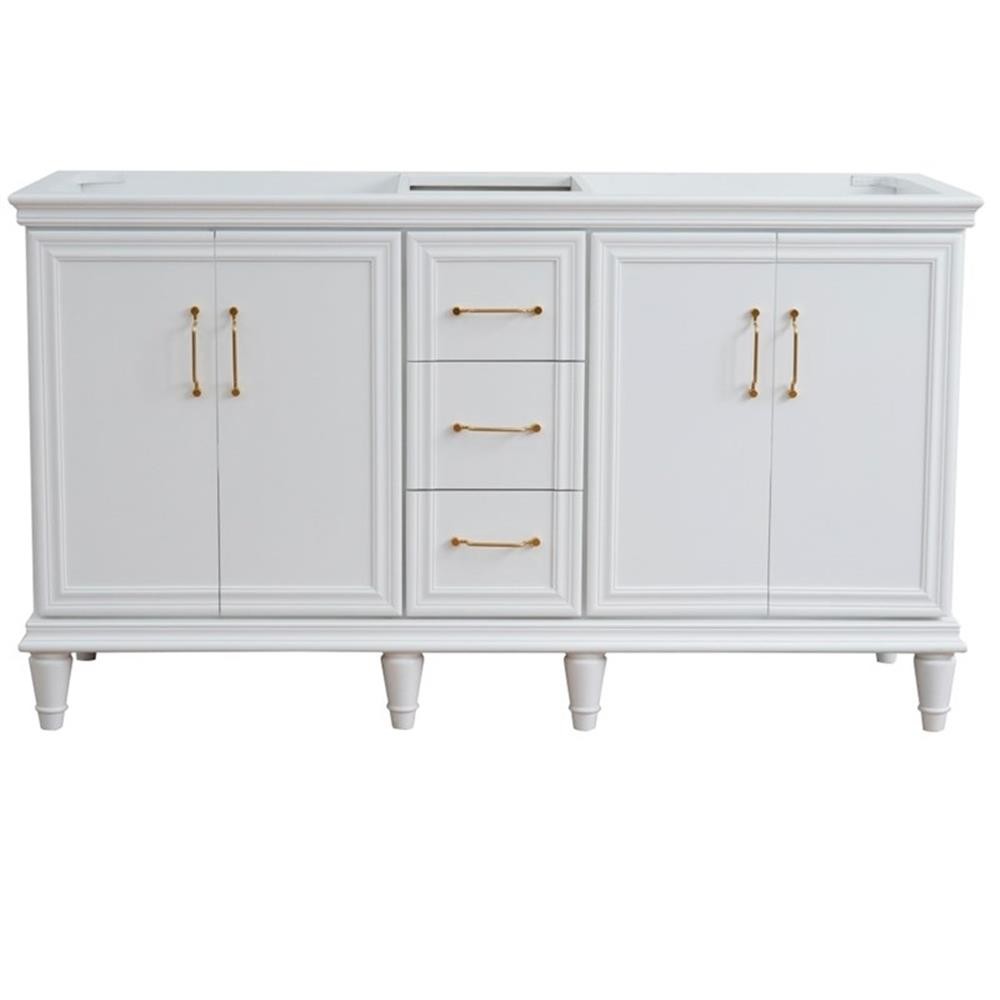 60 in. Double Wooden Vanity White Finish Cabinet Only