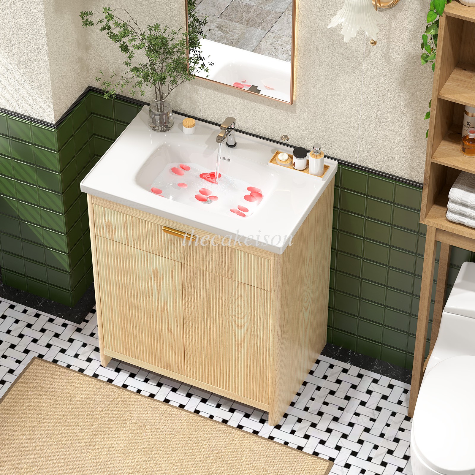 Bathroom Vanity with Ceramic Sink Bathroom Vanity 31.5 In with Storage Drawers