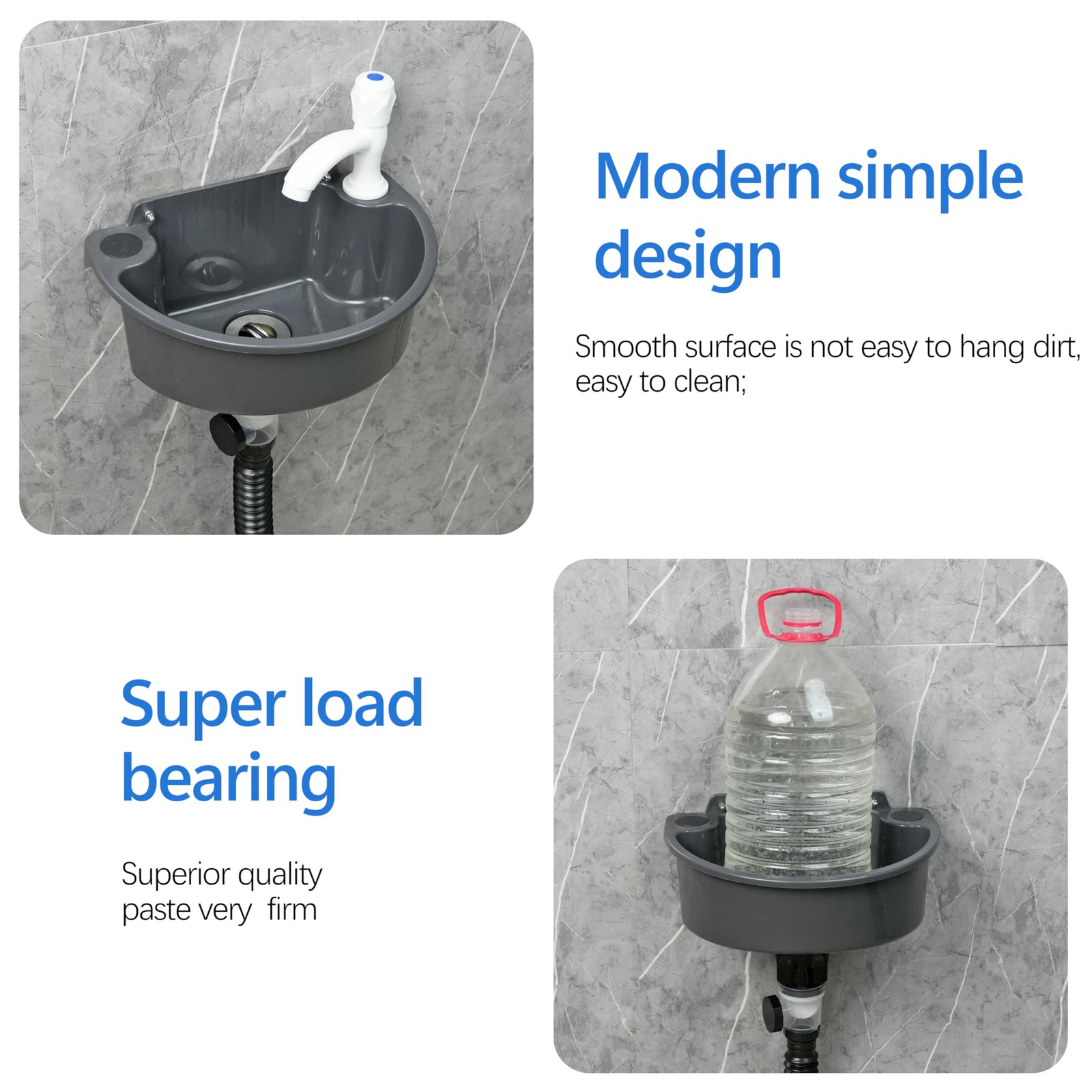 Shawoo Small Bathroom Sink Wall Mount Bathroom Sink Wash Basin No-Drill