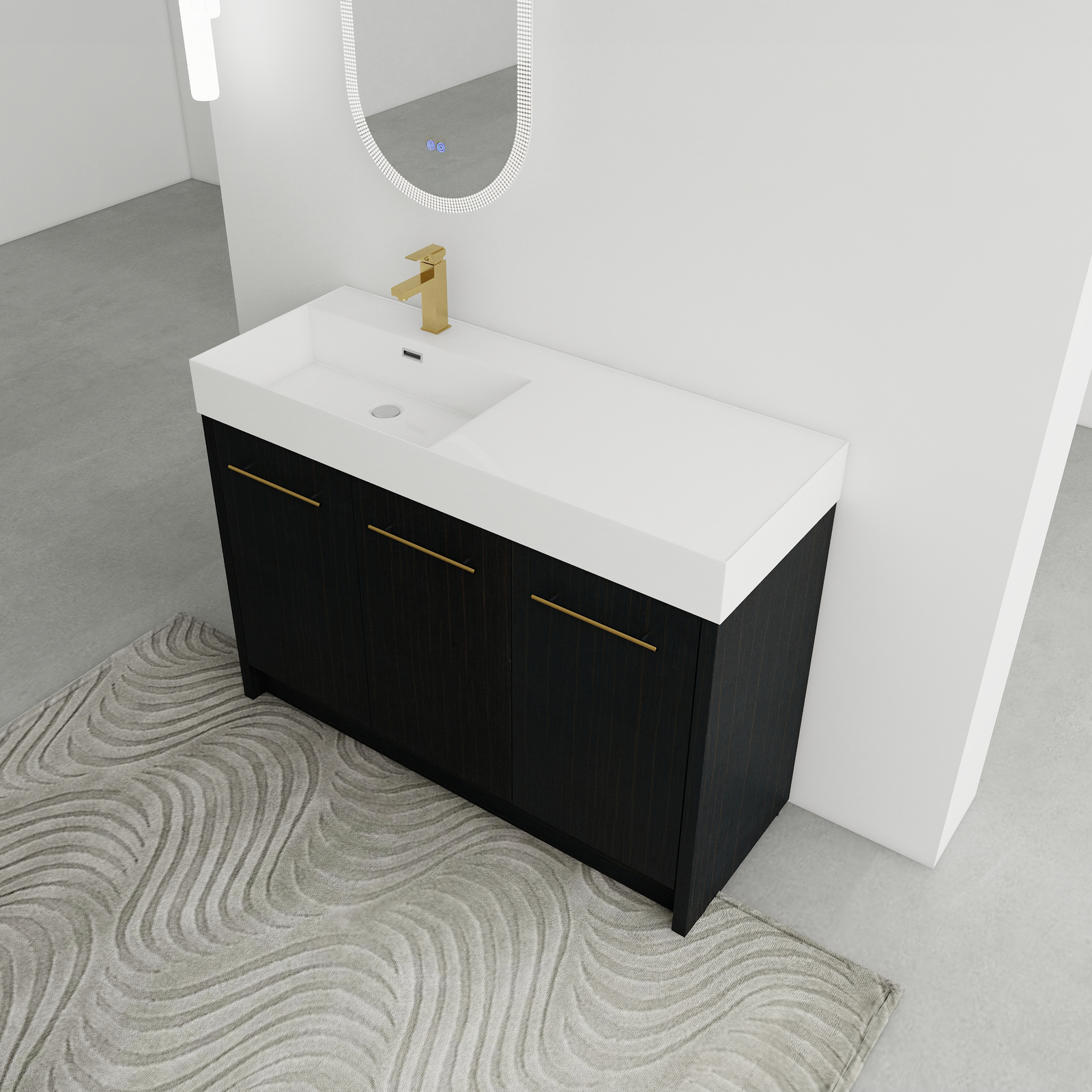 48 Inch Freestanding Bathroom Vanity Cabinet with Resin Sink Soft Closing Doors