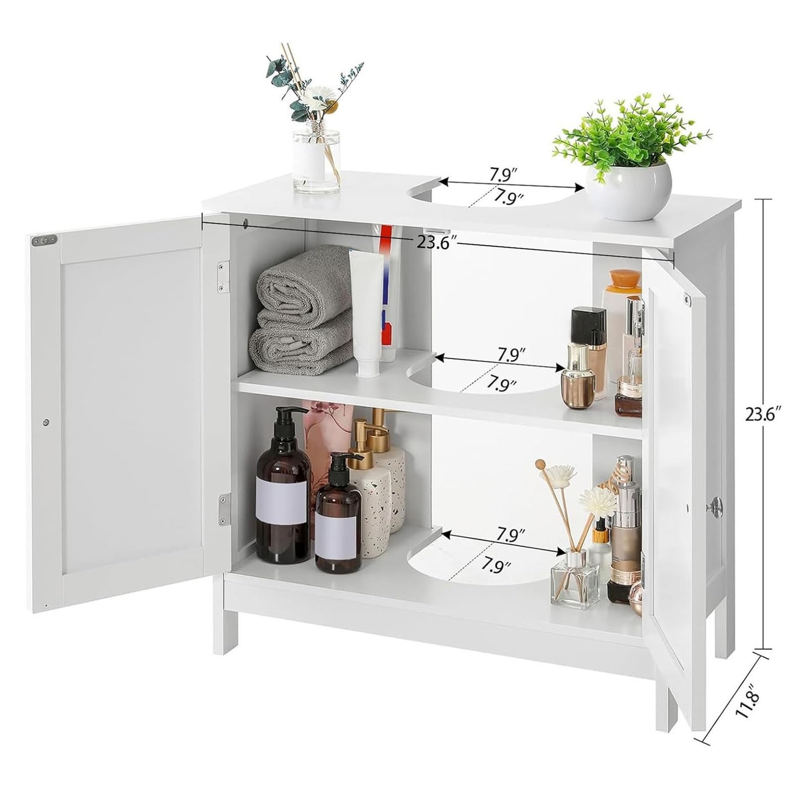 Bathroom Vanity U Cutout Under Sink Cabinet Wood Bathroom Storage Furniture