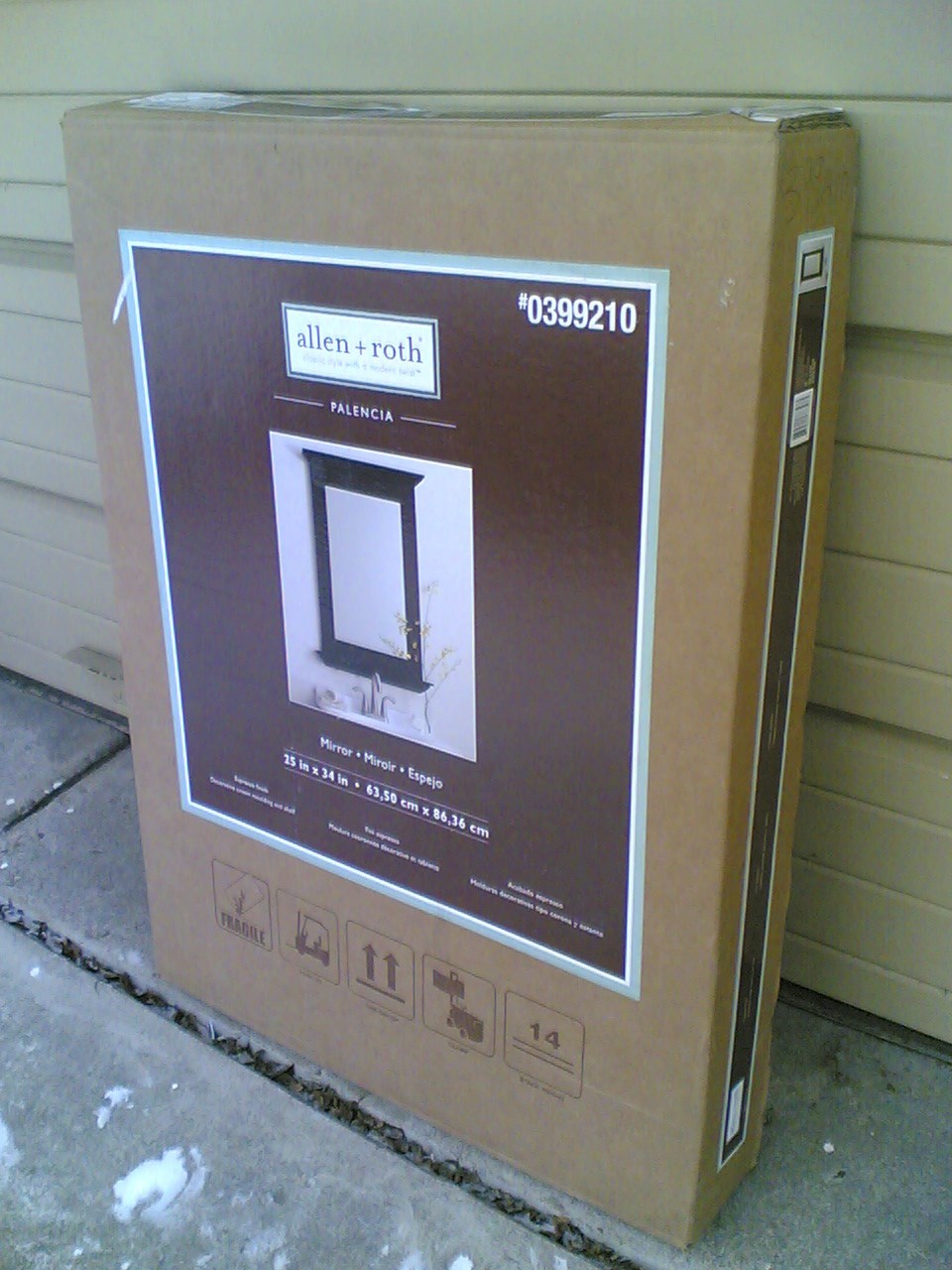 NIB: Nice 25″x34″ Bathroom Vanity or Hallway Mirror w/ Shelf (espresso)