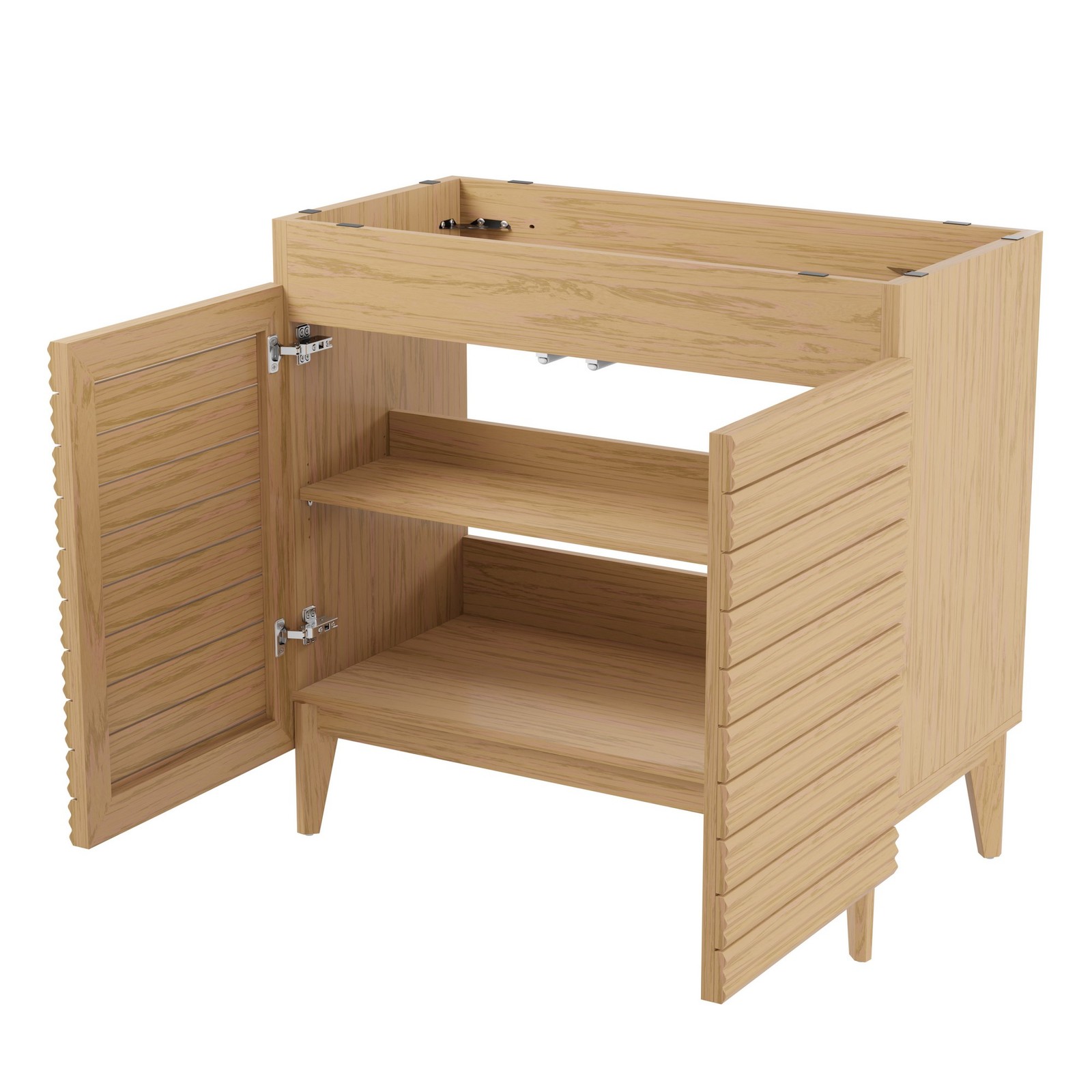 Calandre 36 in. W x 18 in. D x 33 in. H Thin Linear Slat Modern Farmhouse 2-Shel