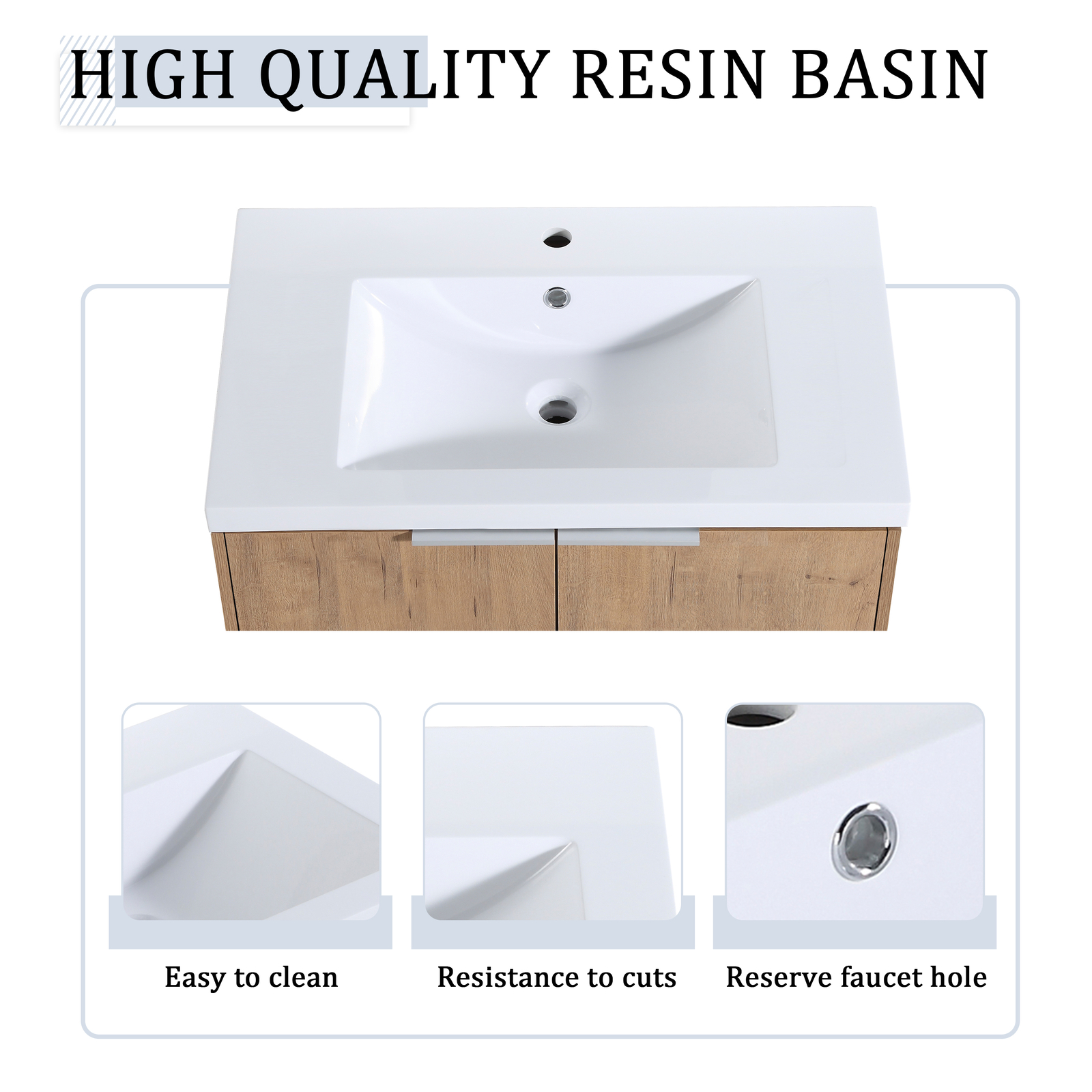72″ Plywood Floating Wall Mounted Bathroom Vanity Cabinet W/ Dual Sink Shelves