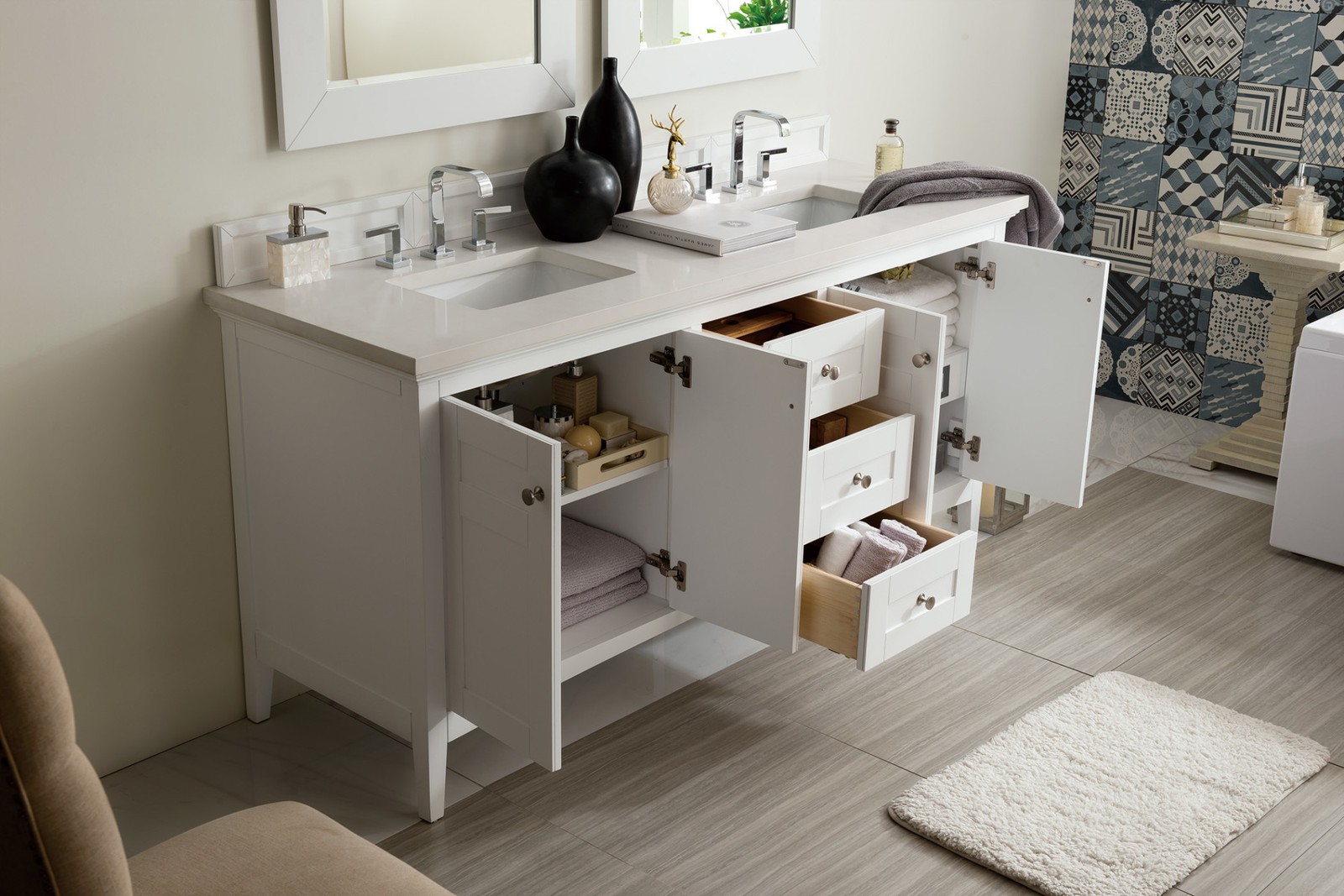 James Martin Vanities 527-V72-3CSP Palisades 72″ – White