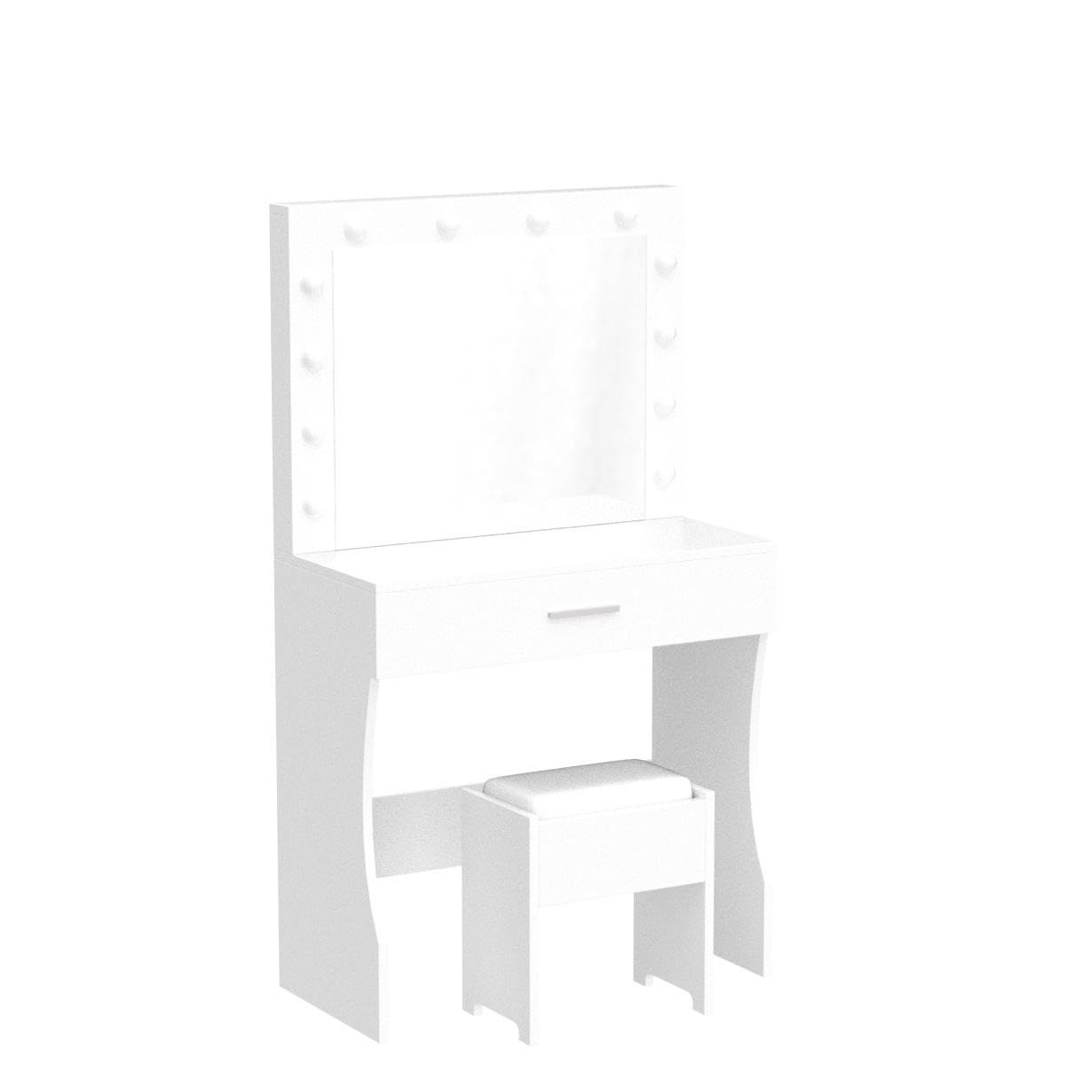 Makeup Vanity Desk with Lights Dimmable Large Drawer Sturdy Bedroom Studio White