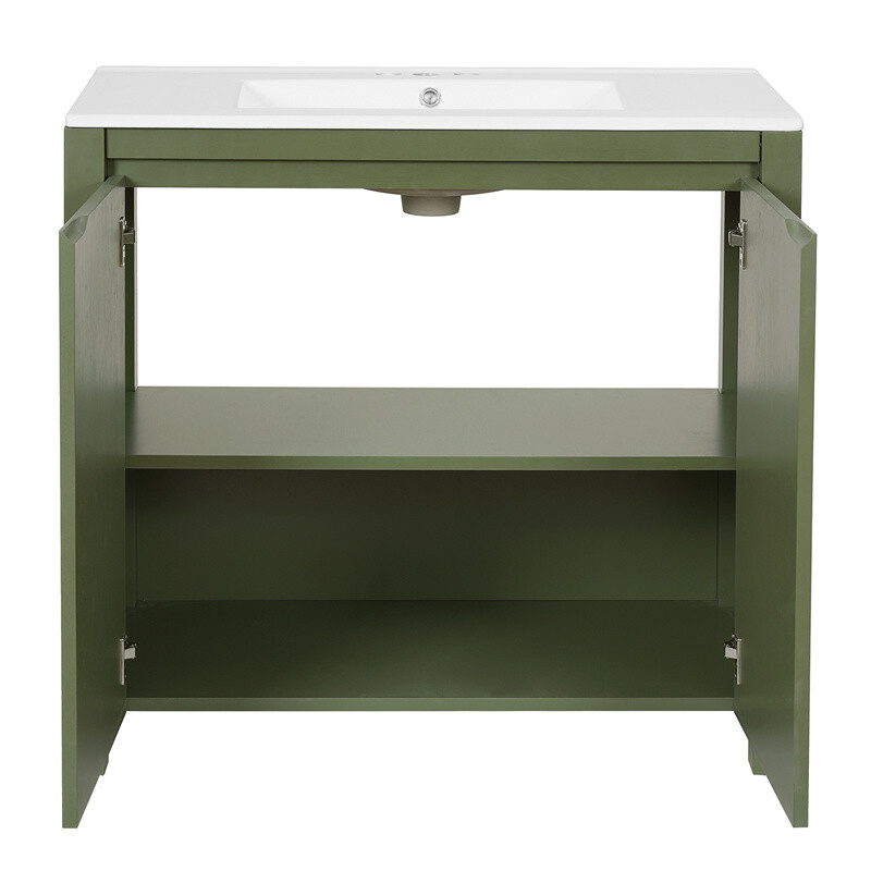 36″ Retro Wood Bathroom Vanity Cabinet with Sink Combo Set and Soft Closing Door