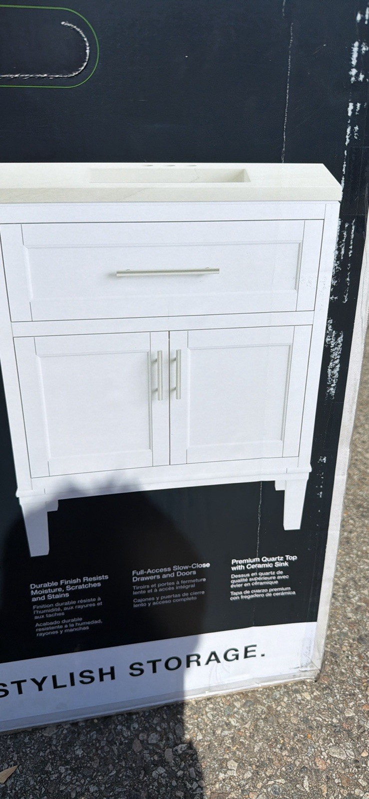KOHLER Chesil 30″ White Wood Vanity w/ Sink Quartz Top Soft-Close Doors/Drawer