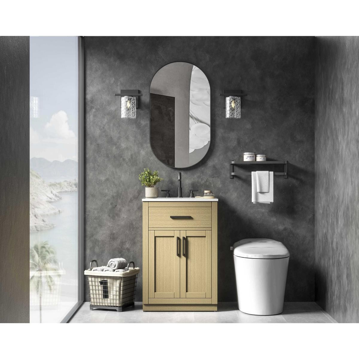 Elegant Lighting VF29724MHB Alden Vanity Honey Brown