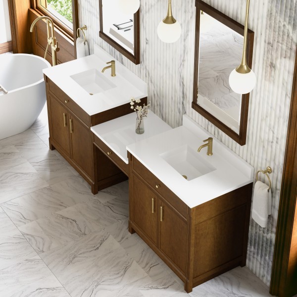 96″ James Martin Bellshire 660-VMC96-HNO-1WZ Dual Vanity Cabinet White Zeus Top
