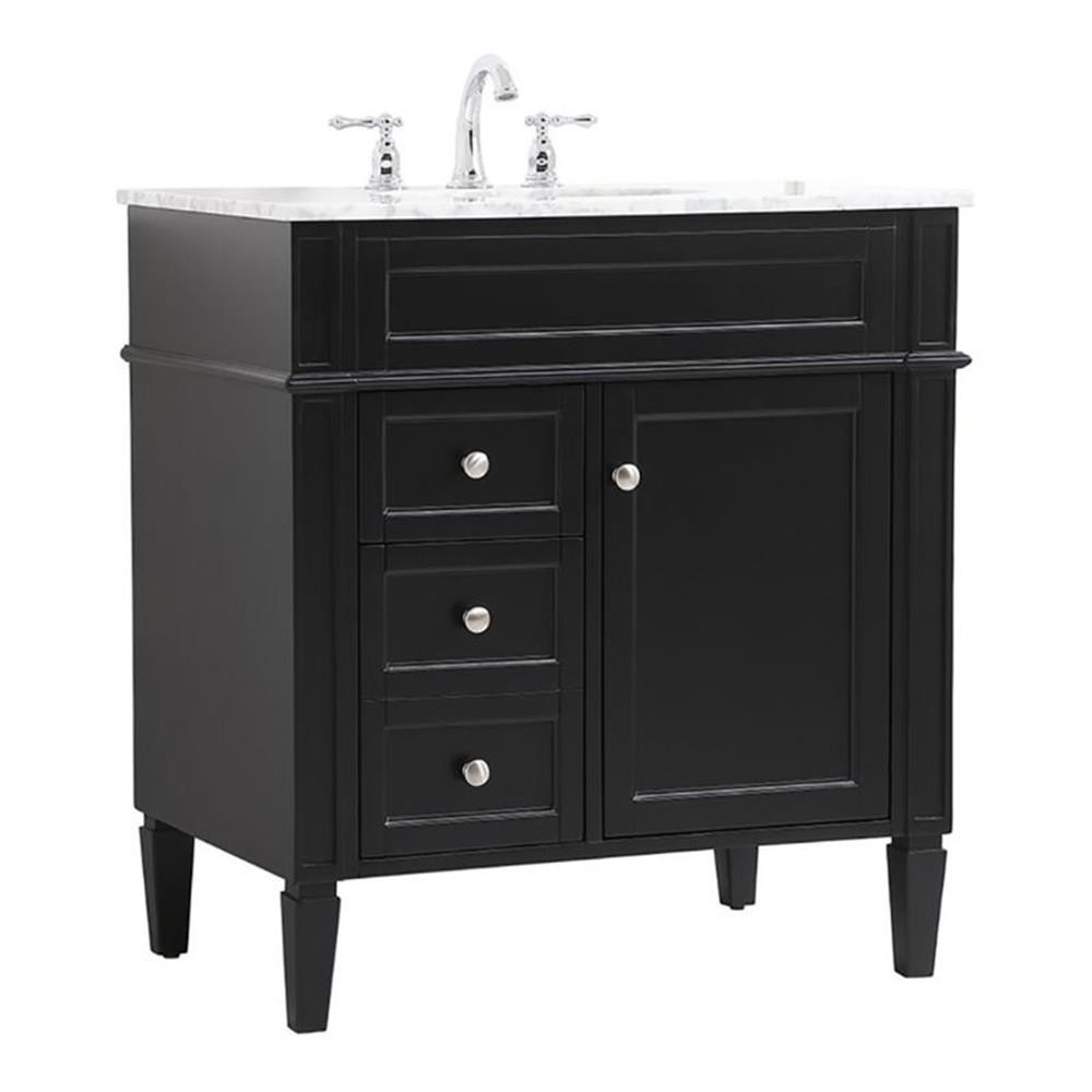 Elegant Decor Park Avenue 32″ Solid Wood & Metal Single Bathroom Vanity in Black