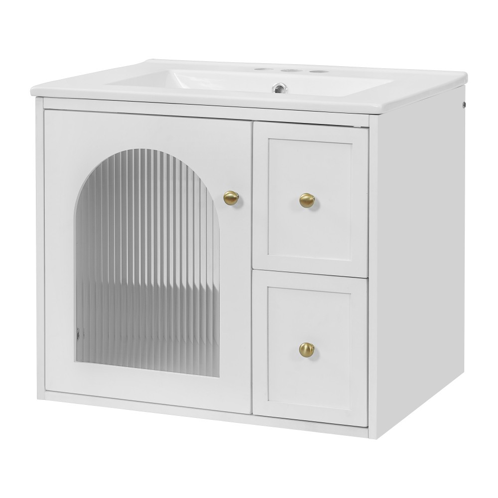 24″ Bathroom Vanity Set Wall Mounted for Small Space, Bathroom Cabinet