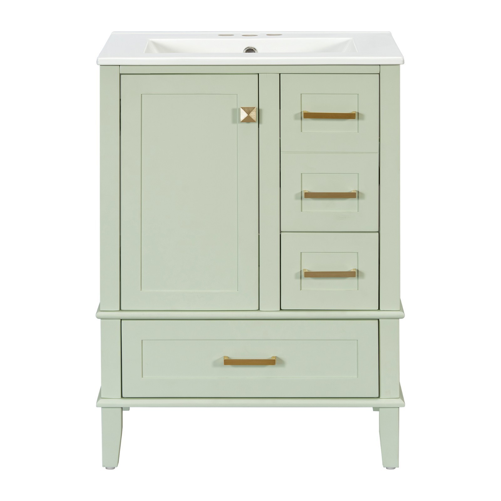 24.8″ Bathroom Vanity with Ceramic Sink,Freestanding Storage Cabinet w/Drawers