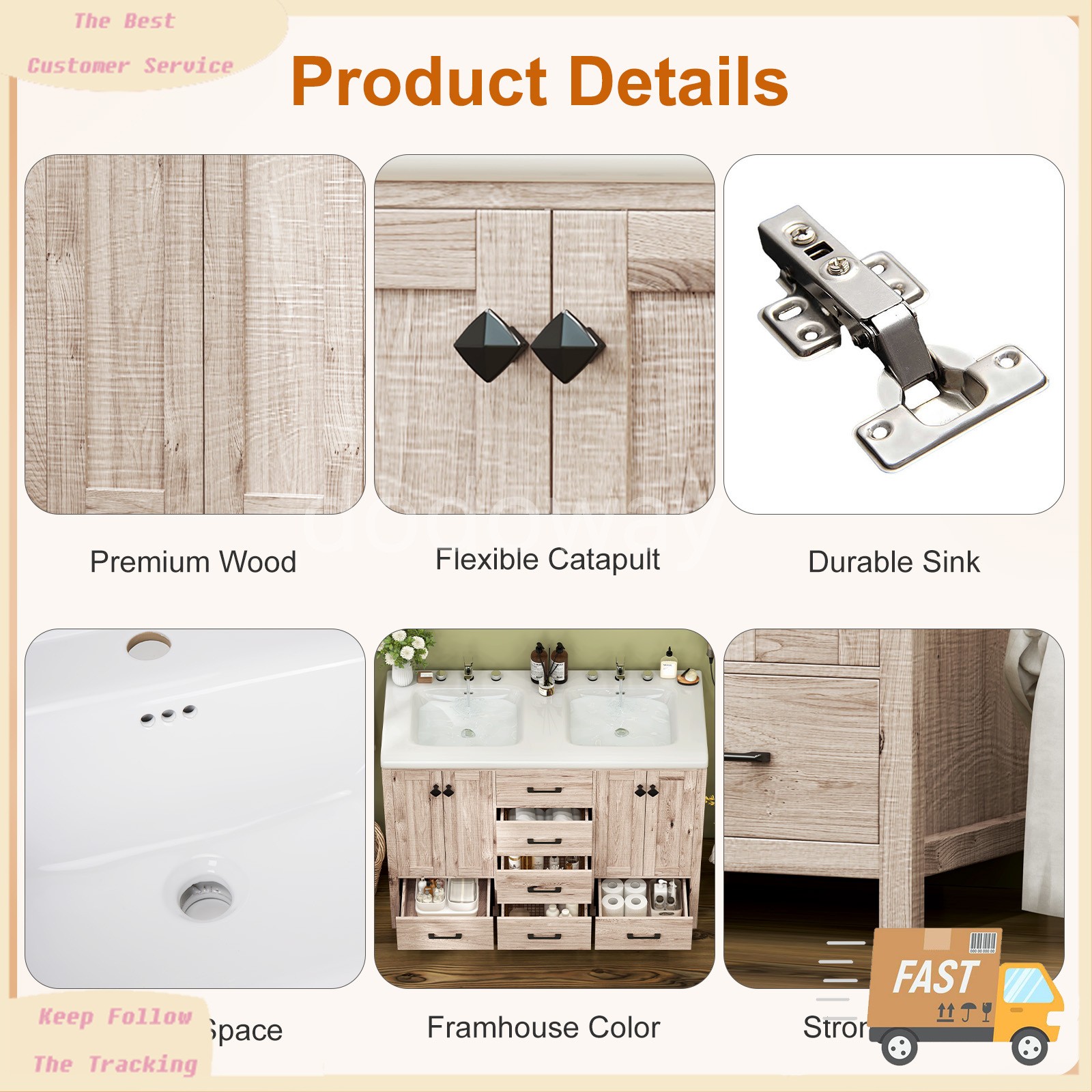 Bathroom Vanity Cabinet with Ceramic Sink Combo Bathroom Cabinet Set with Drawer