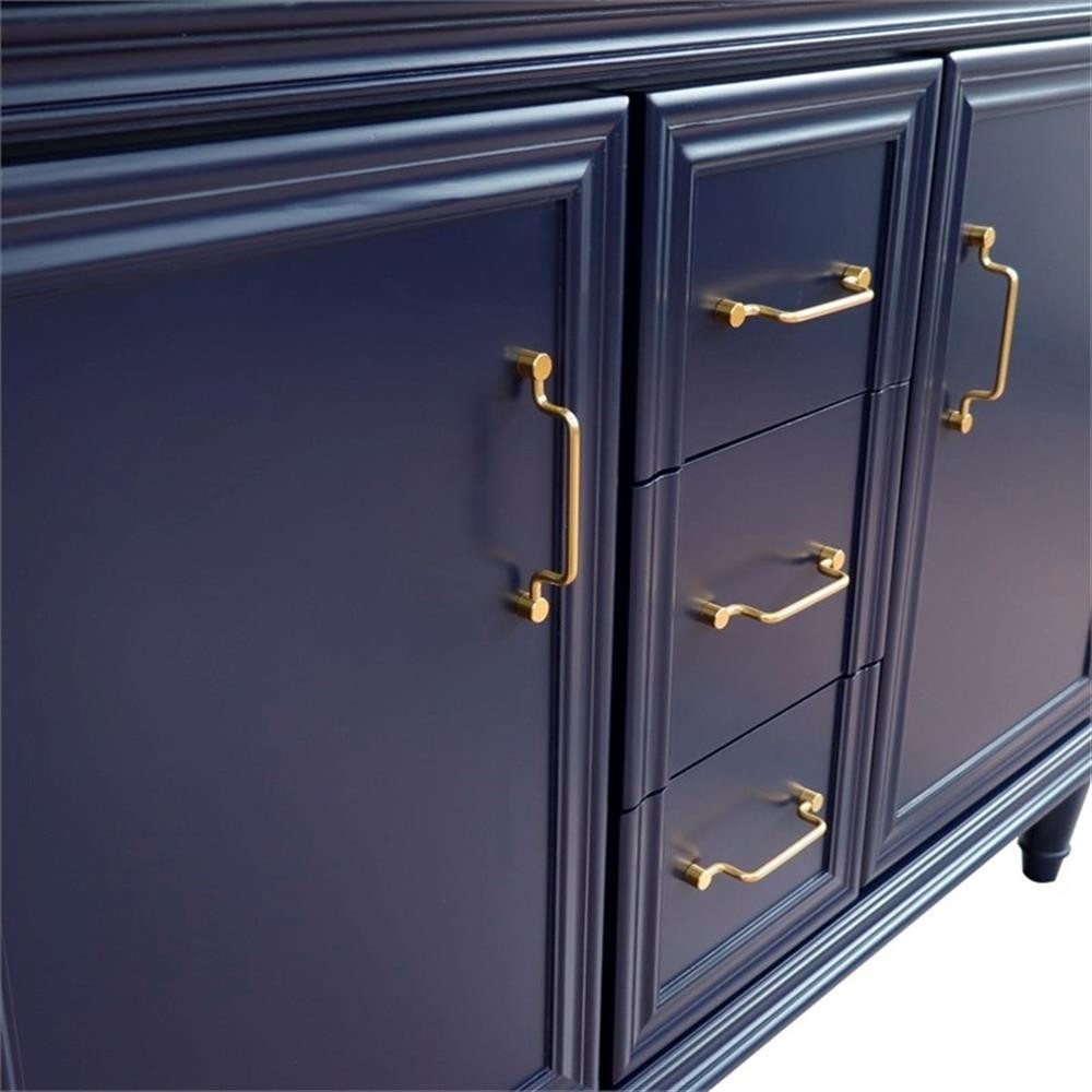 49 in. Double Wooden Vanity Blue with Gray Granite Round Sink