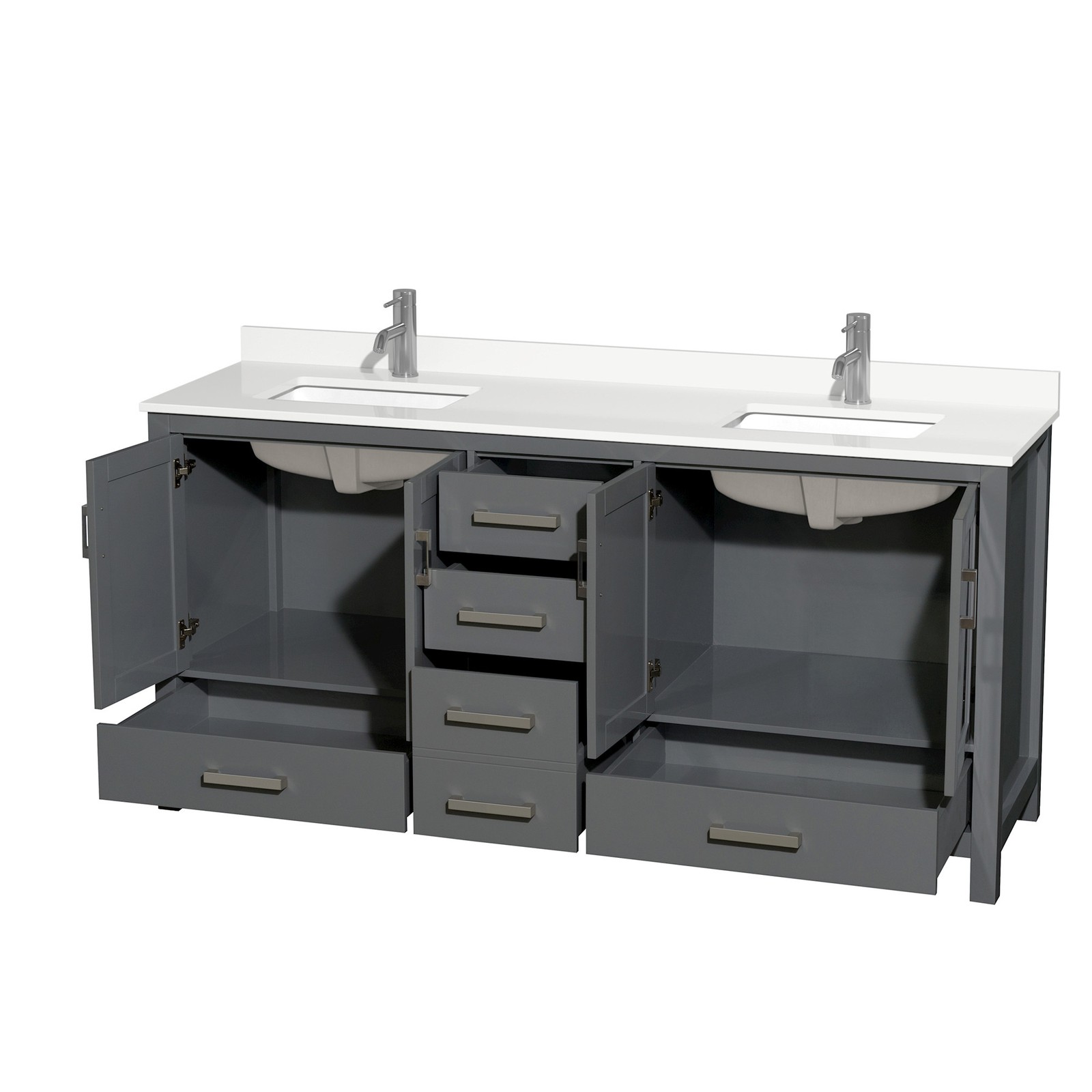 Wyndham Collection WCS141472D-QTZ-UNSMXX Sheffield 72″ – Gray / White Quartz Top