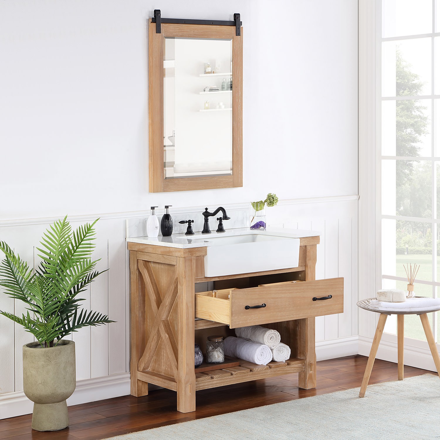 Miseno MV-701636 Villareal 36″ – Weathered Pine / White