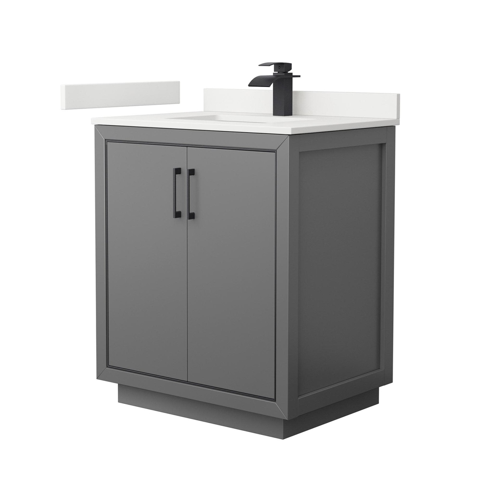 Wyndham Collection WCF111130S-QTZ-UNSMXX Icon 30″ – Dark Gray / White Quartz Top