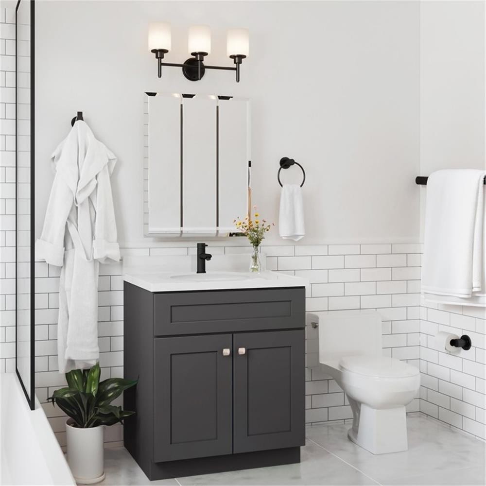 Bowery Hill 31-Inch Bath Vanity – Urbane Bronze Base and Single Hole Top