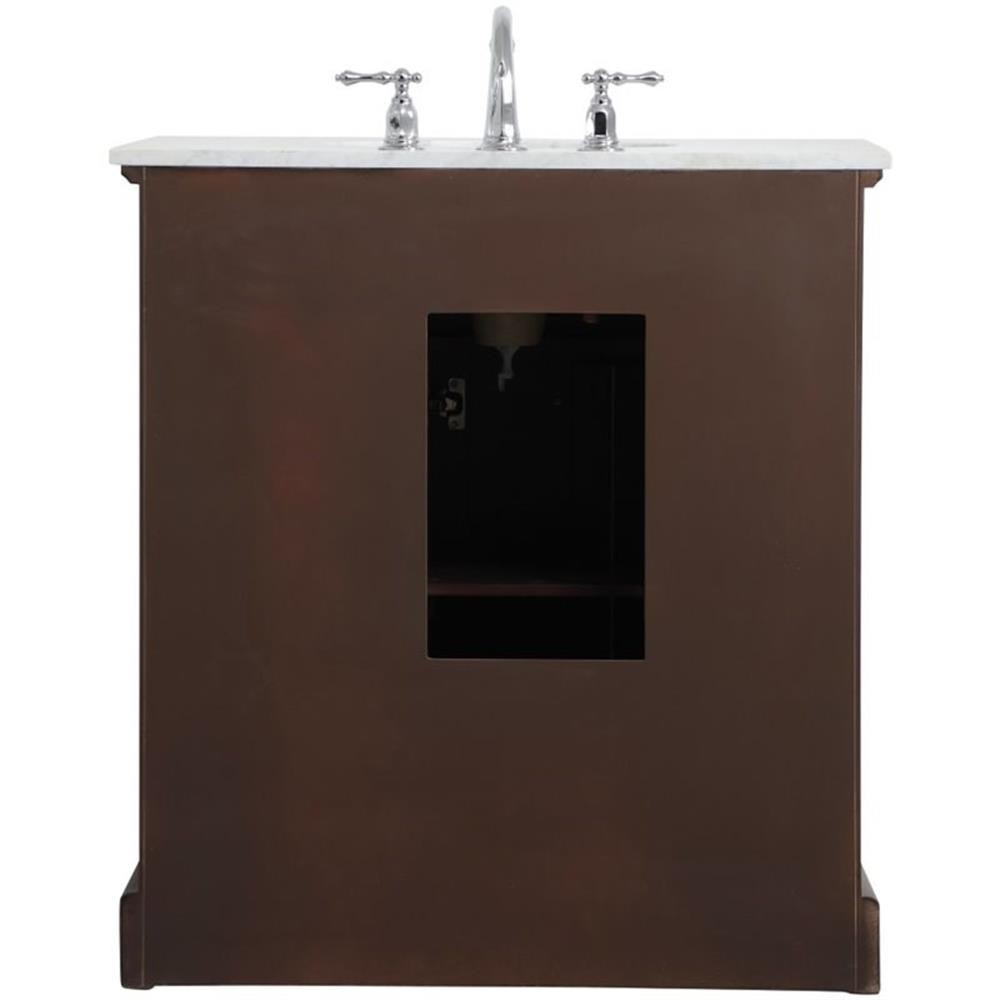 Elegant Decor Aaron 32″ Single Marble Top Bathroom Vanity in Teak