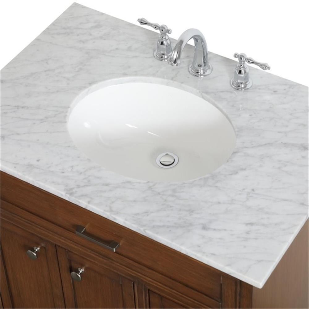 Elegant Decor Aaron 32″ Single Marble Top Bathroom Vanity in Teak