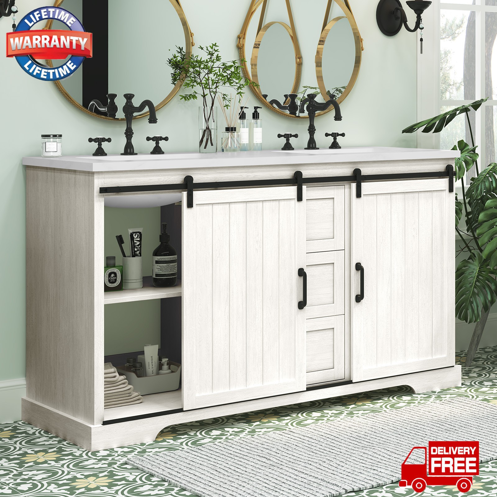 47″ Bathroom Vanity with Sink Combo Freestanding Bath Storage Cabinet w/ Drawers