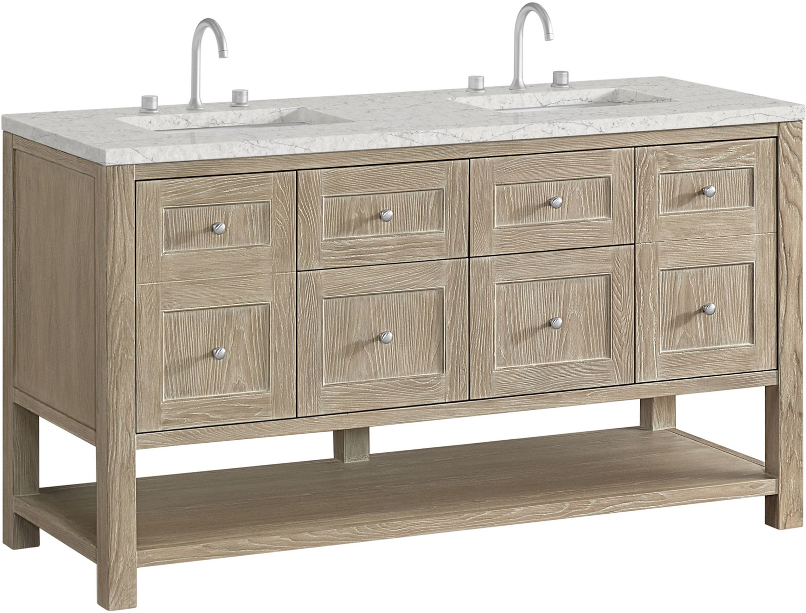 James Martin Vanities 330-V60D-FEJP Breckenridge 60″ – Whitewashed Oak