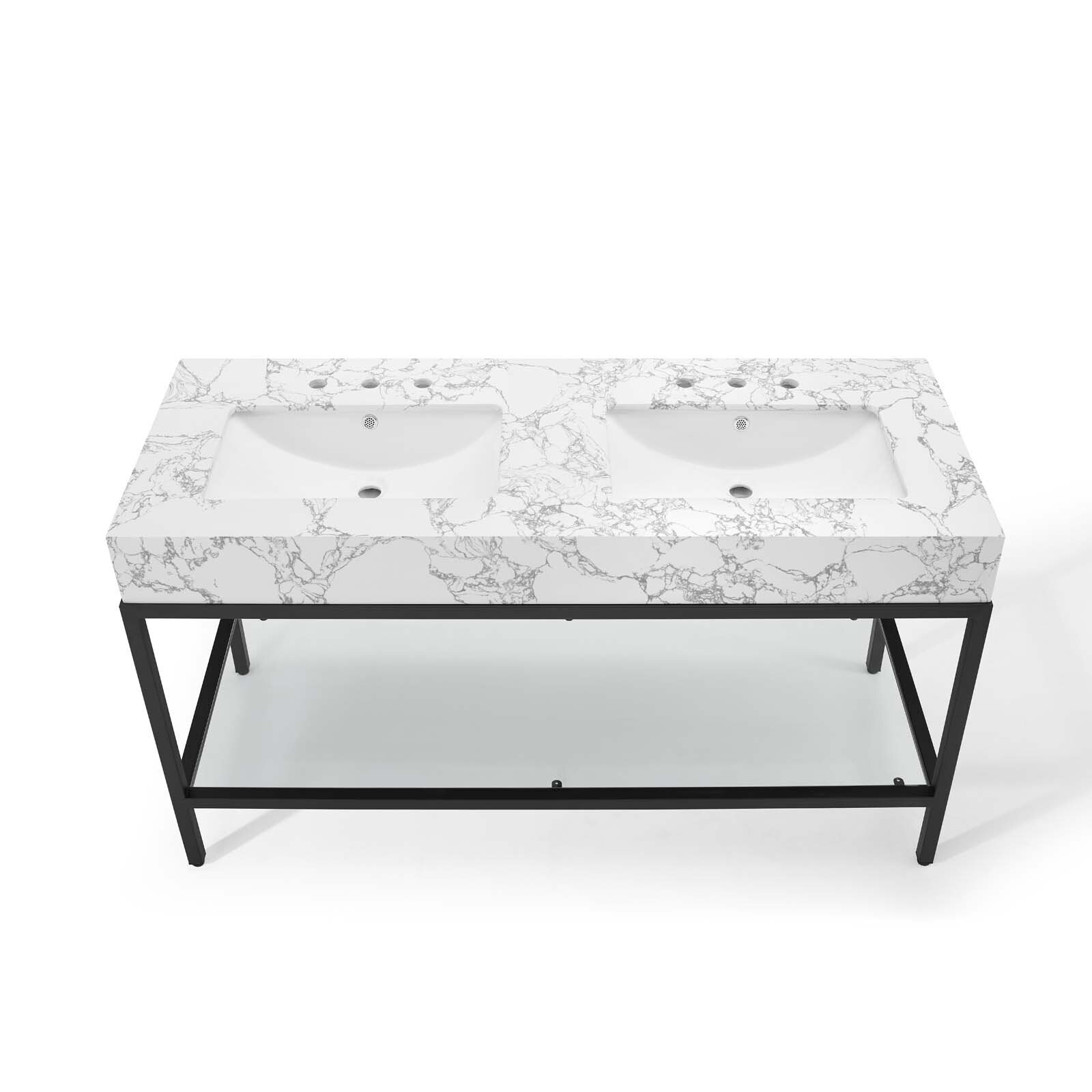 Modway Kingsley 60″ Black Stainless Steel Bathroom Vanity in Black White