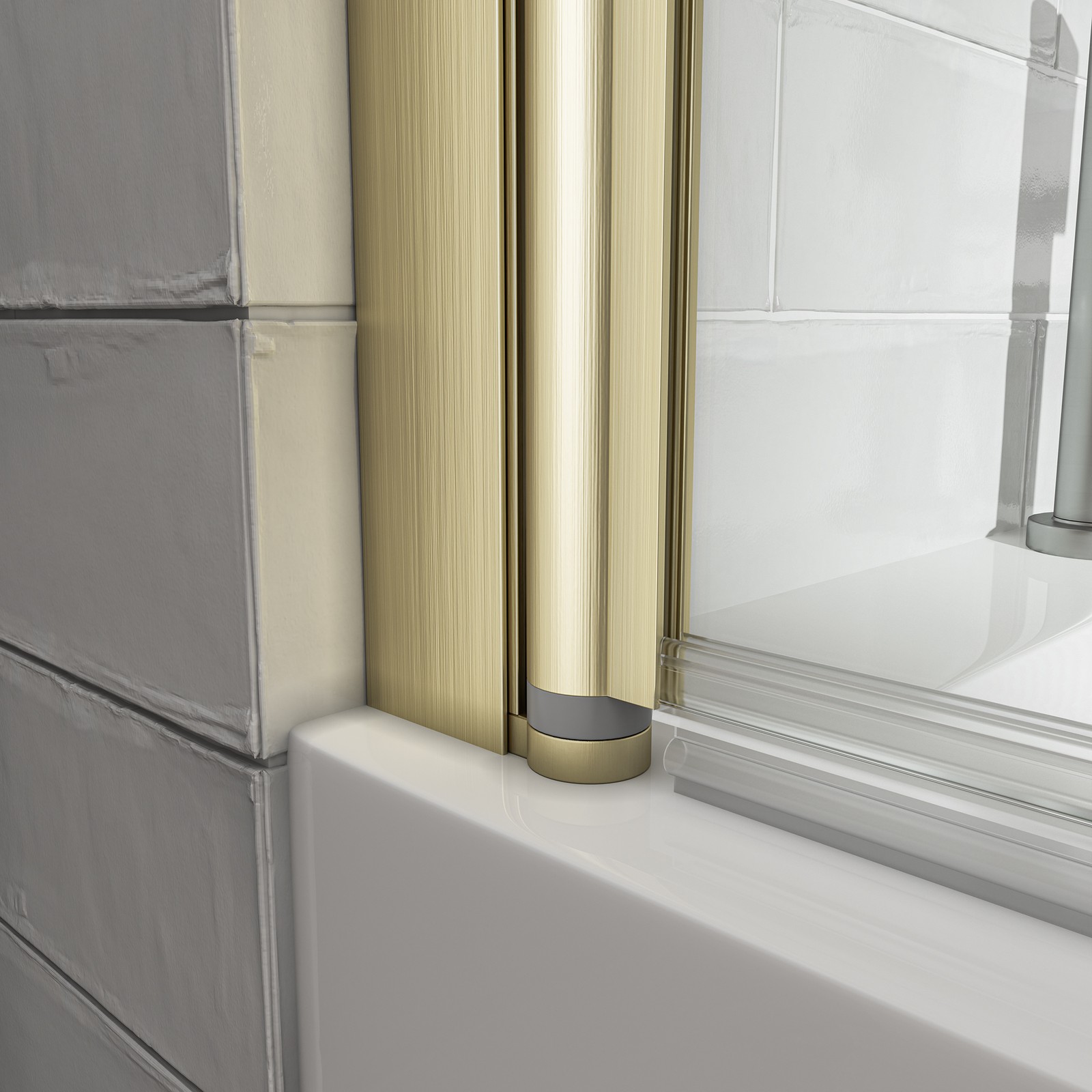 Frameless Shower Door 180 Pivot Brushed Gold Tempered Glass 31-32″ x 55″