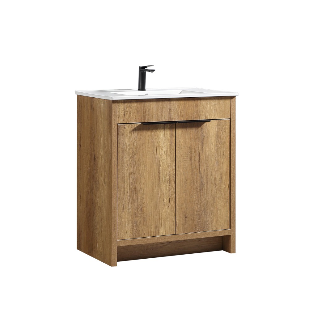 30-Inch Bathroom Vanity, Golden Oak, Soft Closing Hydraulic Hinges
