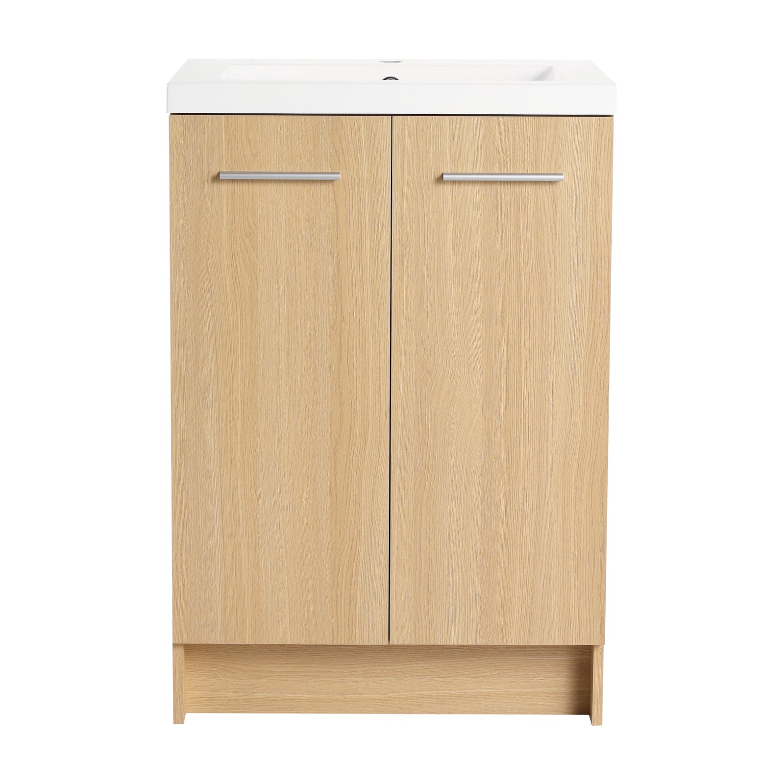 24″ Freestanding Bathroom Vanity with Resin Sink, Light Oak