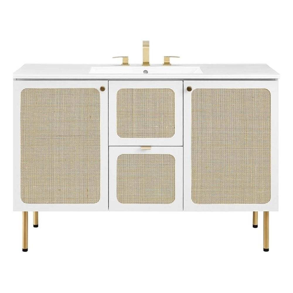 Pemberly Row 48″ Single Sink Wood & Metal Bathroom Vanity in White