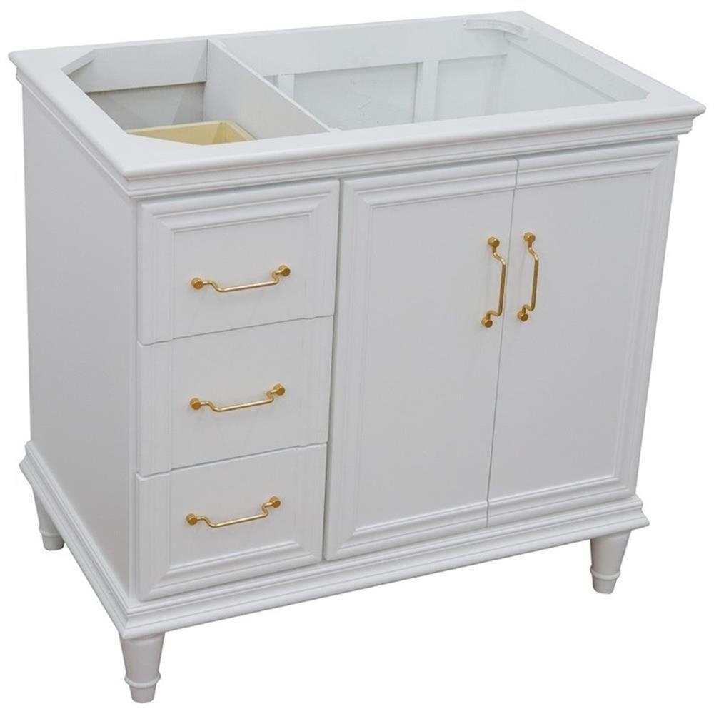 36 in. Single Wooden Vanity White Finish Right Door Cabinet Only