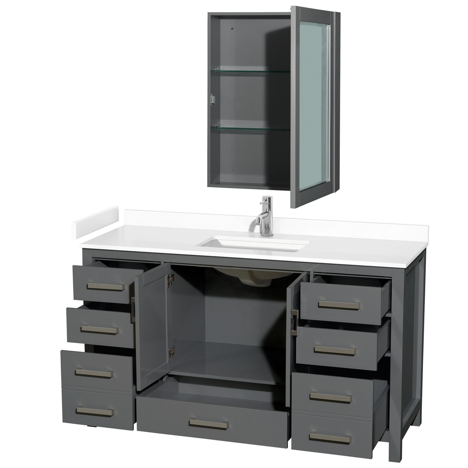 Wyndham Collection WCS141460S-VCA-MED Sheffield 60″ – White / Carrara Cultured