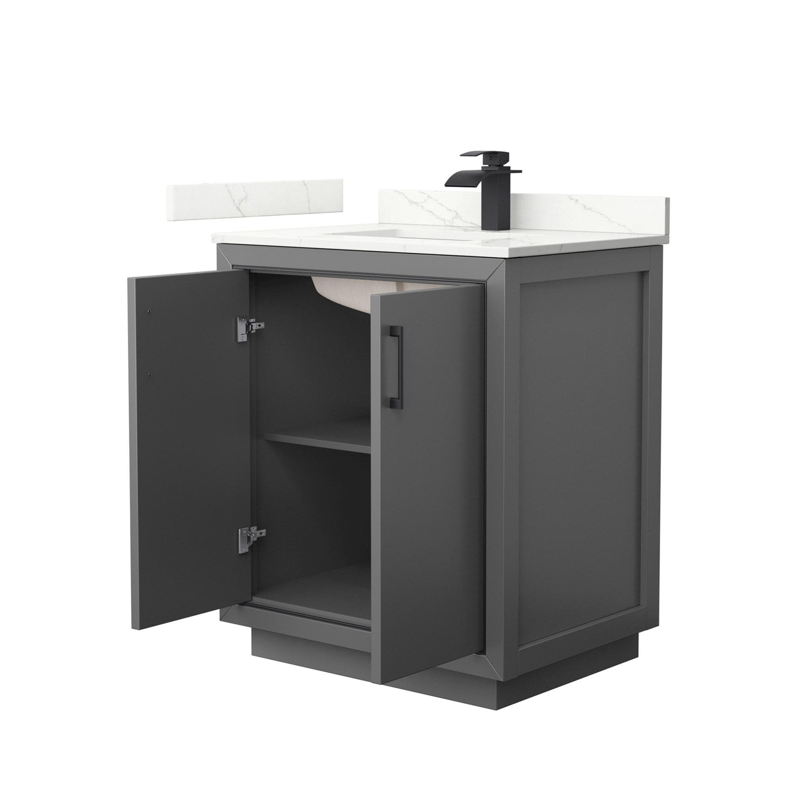 Wyndham Collection WCF111130S-QTZ-UNSMXX Icon 30″ – Dark Gray / White Quartz Top