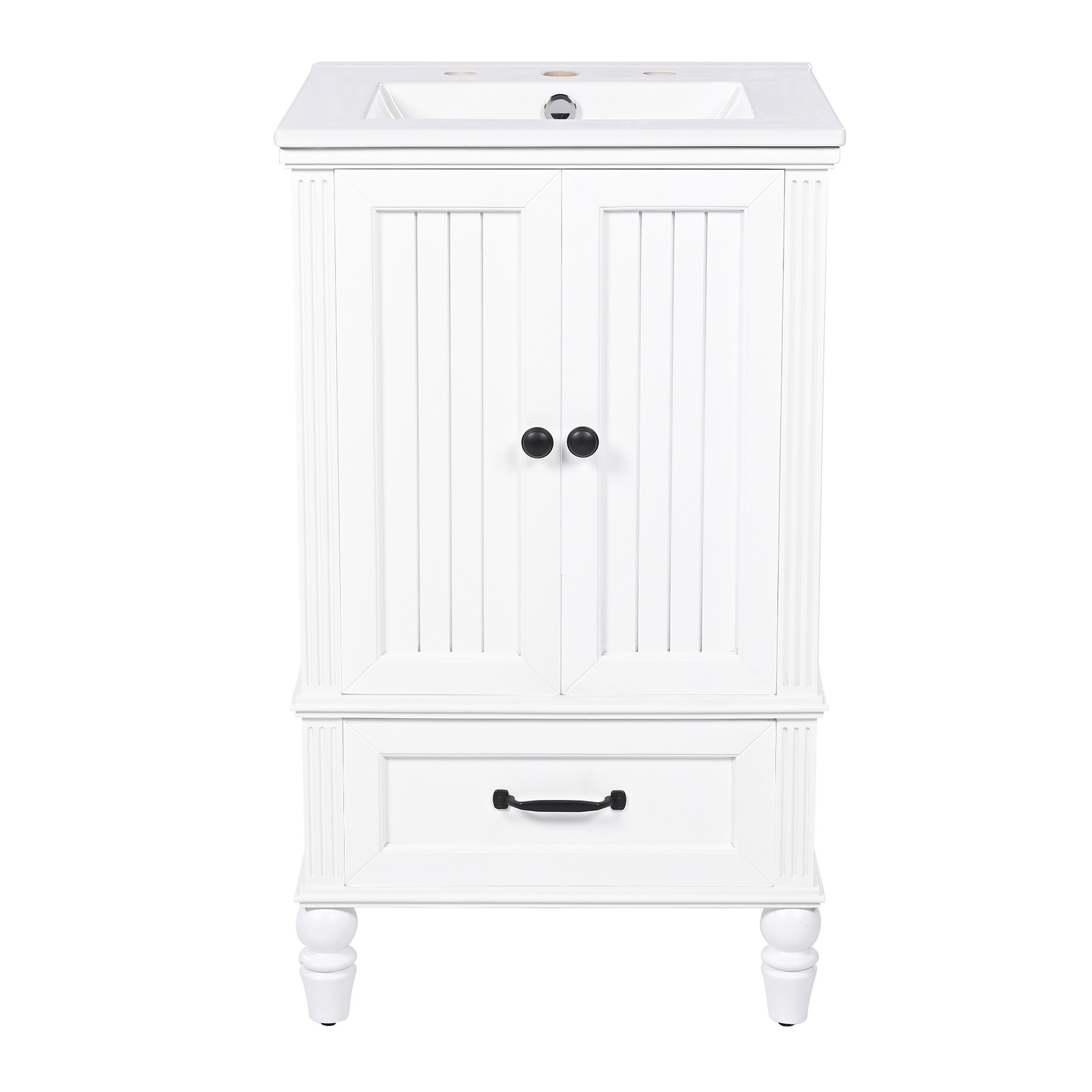 20″ Bathroom Vanity with Sink, Freestanding Bath Vanity Cabinet, Drawer, 2 Doors