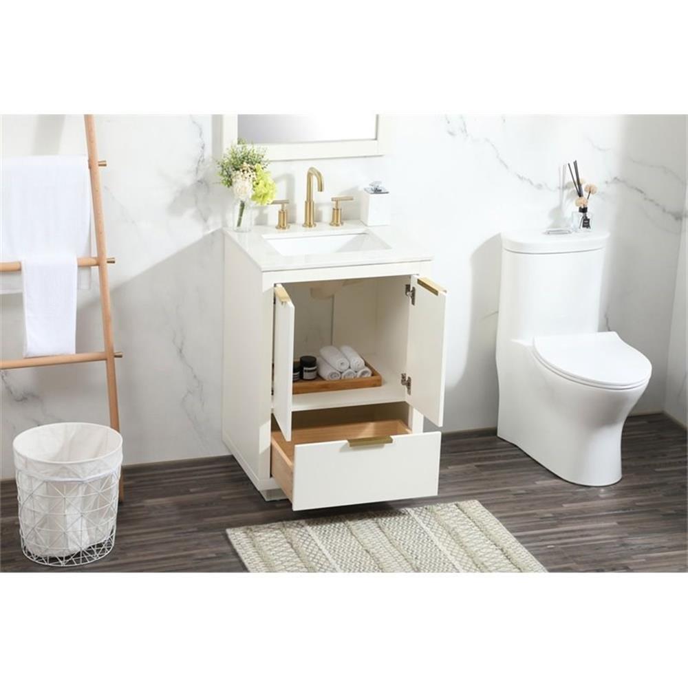 Elegant Decor Blake 24″ Aluminum Alloy MDF Single Bathroom Vanity in White