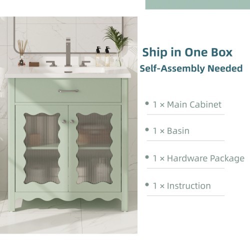 Practicality Bathroom Cabinet With Sink 31” Bathroom Vanity With Tempered Glass