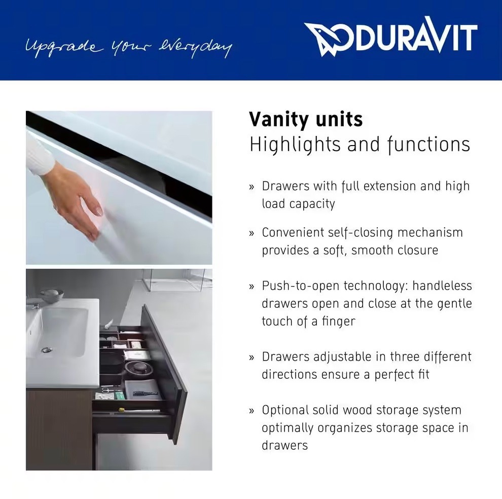 Duravit L-Cube wall hung vanity (Laufen Top single hole drilled included)