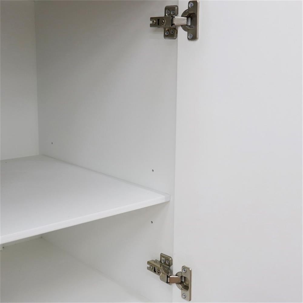 49 in. Double Wooden Vanity White with White Quartz Round Sink
