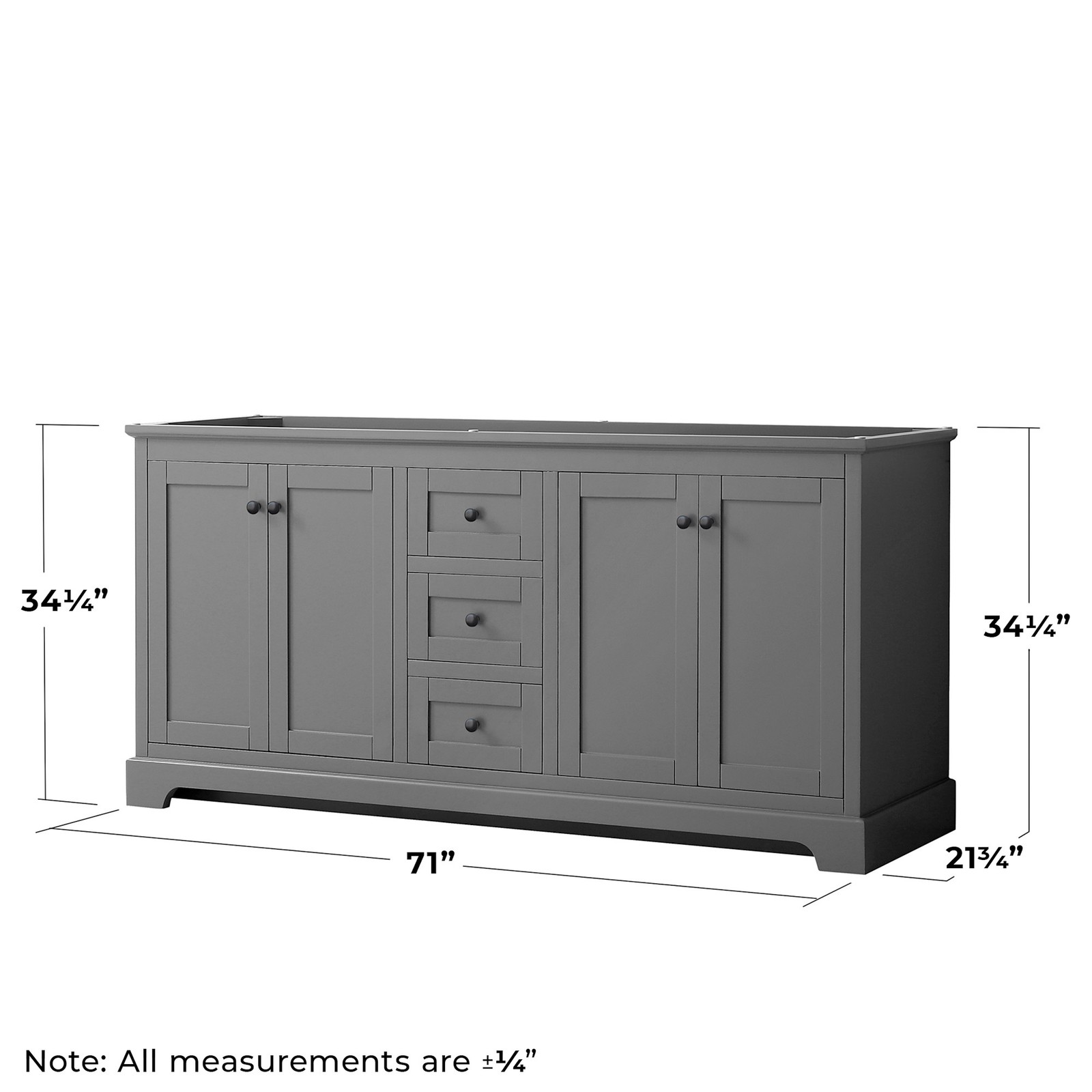 Wyndham Collection WCV232372DCXSXXMXX Avery 72″ Double – Dark Gray / Matte Black
