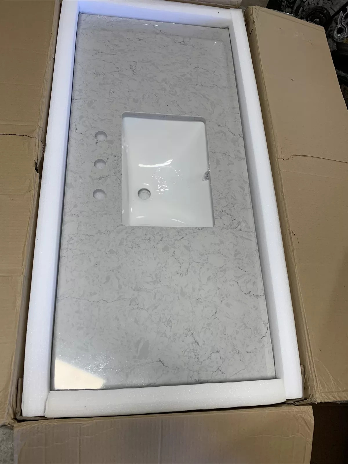 Montary 49×22 Bathroom Stone Vanity Top Gray Engineered Marble Color MGHZSPT4922